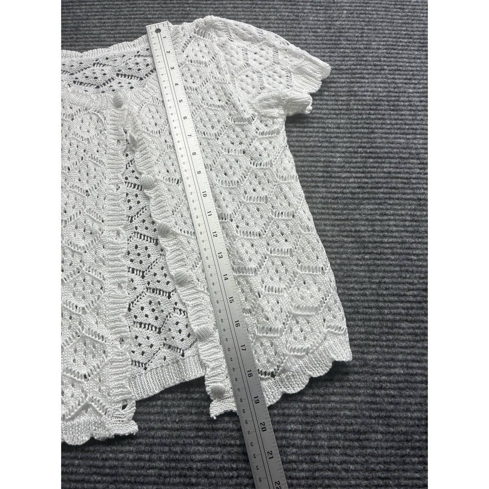 Women's Crochet 2 PC Beach Swim Coverup Set Short Sleeve & Shorts Sexy White XS - Picture 9 of 13